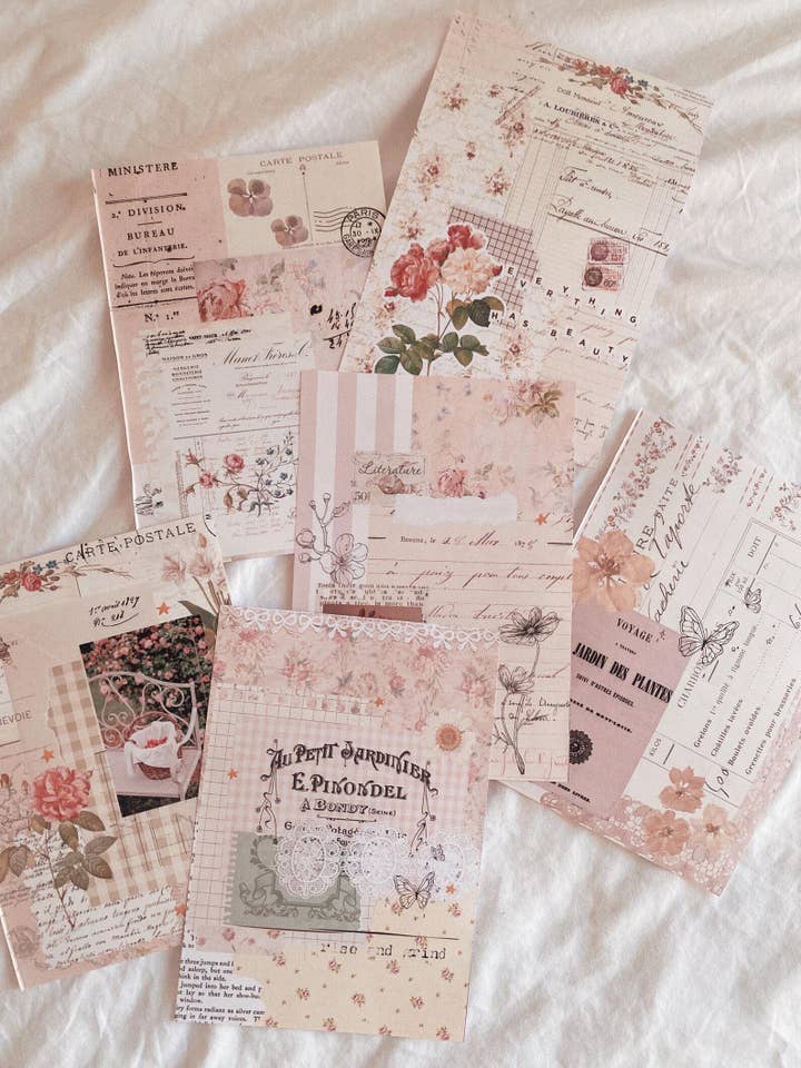 6 scrapbookpapper A5 klistermärken - "Vackert vintage rosa" för wholesale av Chapteries