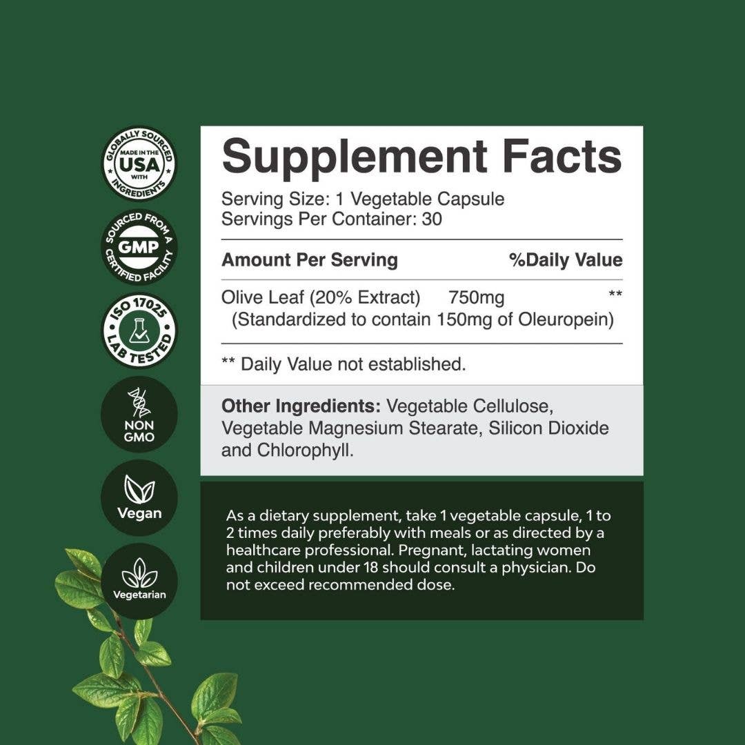 Nature's Craft - Wholesale Oral Supplement/Vitamin - Olive Leaf Capsules – Herbal Extract for Heart Health, 30ct2