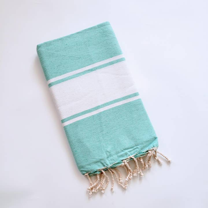 wonderfouta – wholesale Beach towel – Turkish beach towel / sarong / shawl -Aqua-white