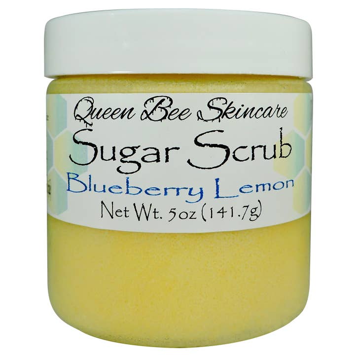 Blueberry Lemon Sugar Scrub 5oz for wholesale by Queen Bee Skincare, LLC