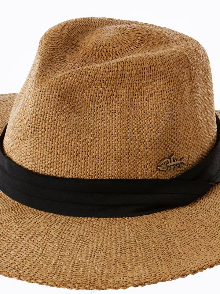 Santana Brown Paper Panama Sun Hat for wholesale by Screamer