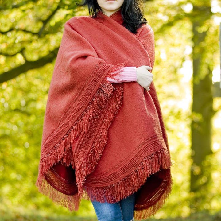 ECUALAMA – wholesale Poncho - Dam – Baby Alpacka ull Poncho Handvävda Cape Wrap Sjal Frans Alla