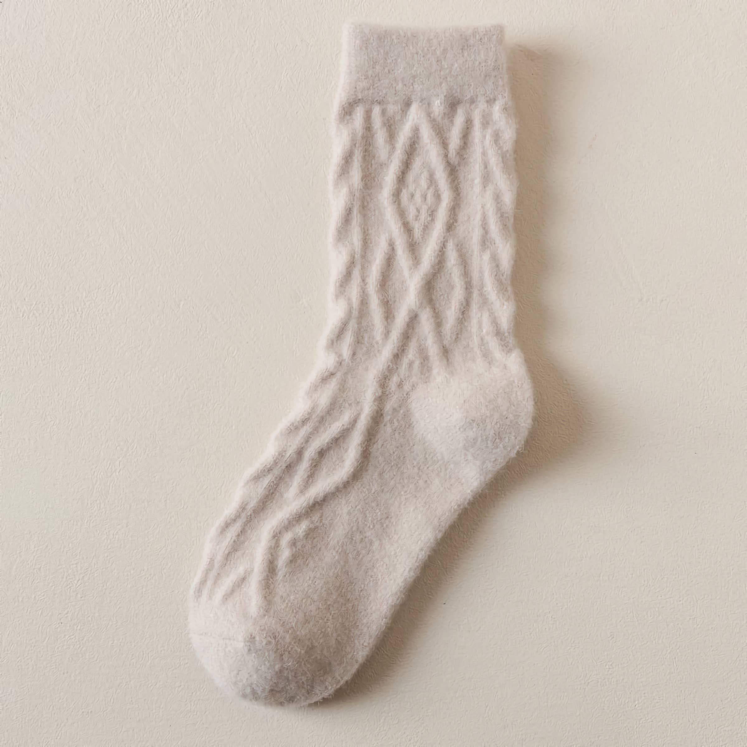 Happy Knits - Wholesale Socks - Women's - Women's Winter Wool Socks - Thick Cable Knit Warm Socks2