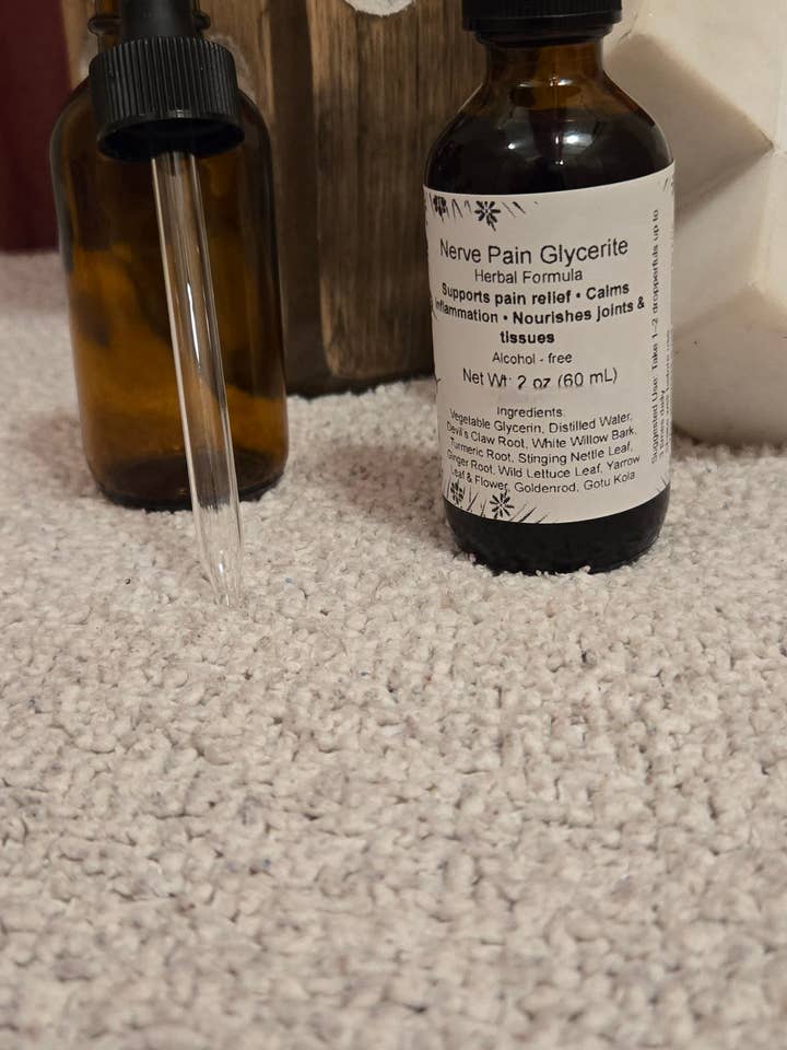 Nerve Pain Tincture/Glycerite Herbal Formula for wholesale by Radiant Roots Herbs and Wellness