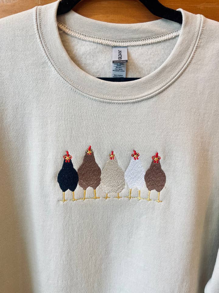 Wills Creek Designs - Wholesale Sweatshirt - Women's - Chickens Wholesale Embroidered Sweatshirt