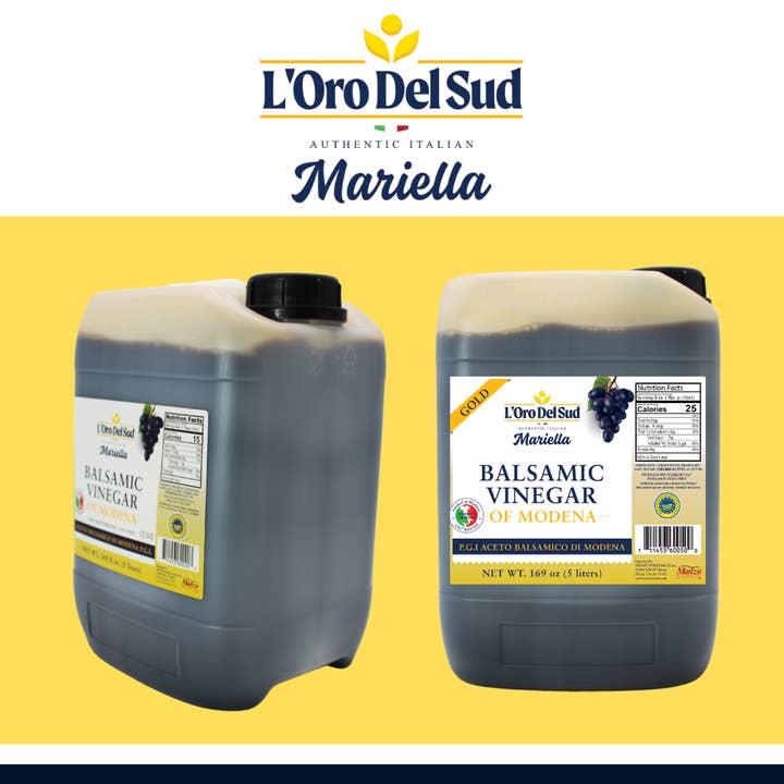 Wholesale Italian Food - Wholesale Vinegar - L'Oro Del Sud, "Gold Label" 8 year Aged Balsamic Vinegar of Modena, IGP Certified, 5 liters (169 fl oz), Ultra Premium