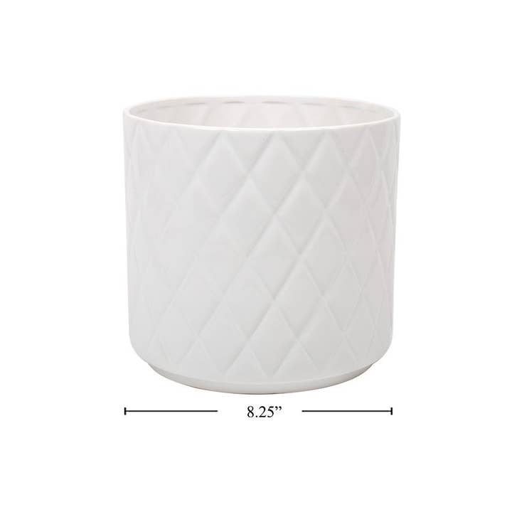 Round Ceramic Planter,8.25"D x 7.75"H, Quilt, bbx for wholesale by Truu Design