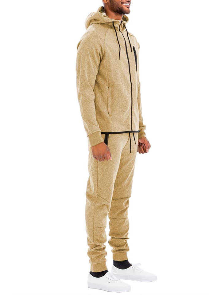 WEIV - Wholesale Tracksuit - Men's - Solid Dynamic Active Track Suit Cotton Poly Blend Track Set2