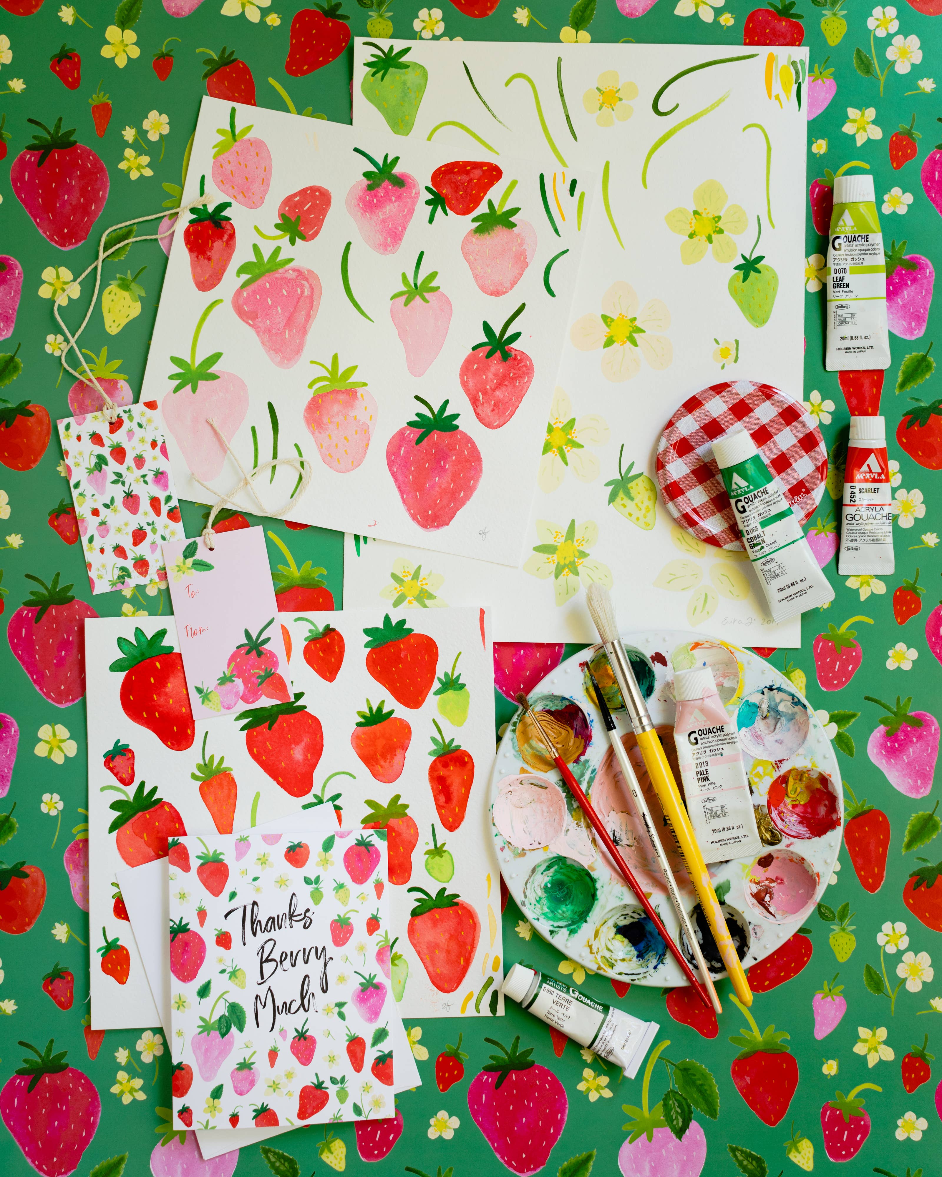 REVEL & Co. - Venta al por mayor Sobre de papel de regalo - Hoja de papel de regalo de fresas3