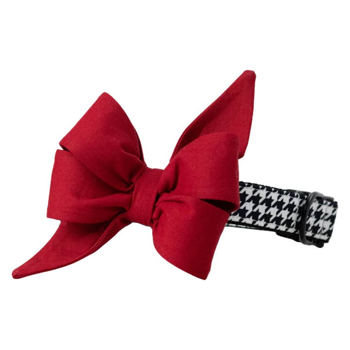 Collier pour chien Alabama Rouge sur Houndstooth Belle Bow pour la vente par Crew LaLa