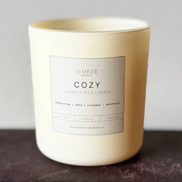 Cozy - 8oz Glass Jar for wholesale by Flyover Candle Company
