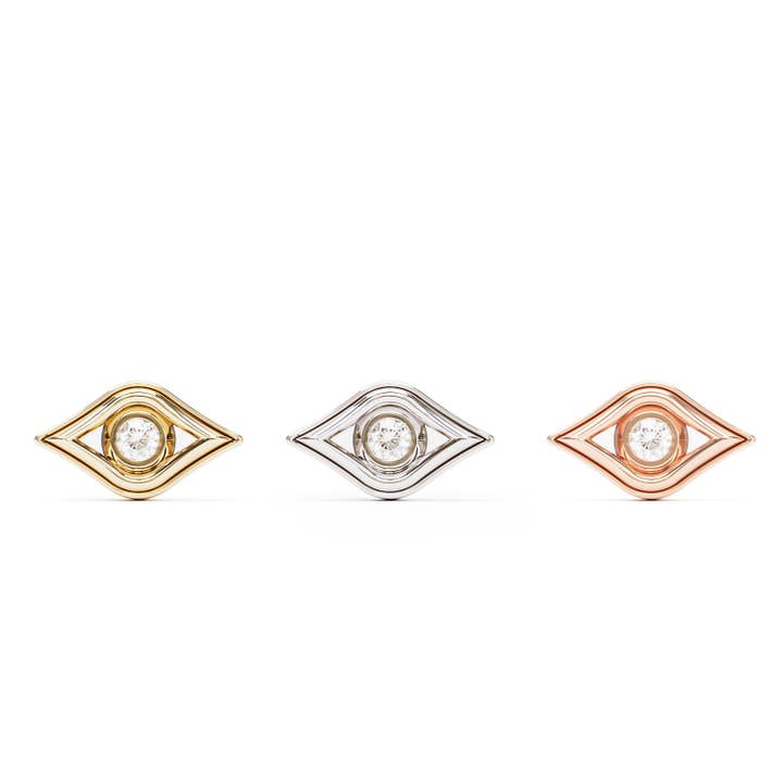 Fadenloses Evil Eye Diamantenende aus 14-karätigem Gold für den Großhandel von Umanative Design