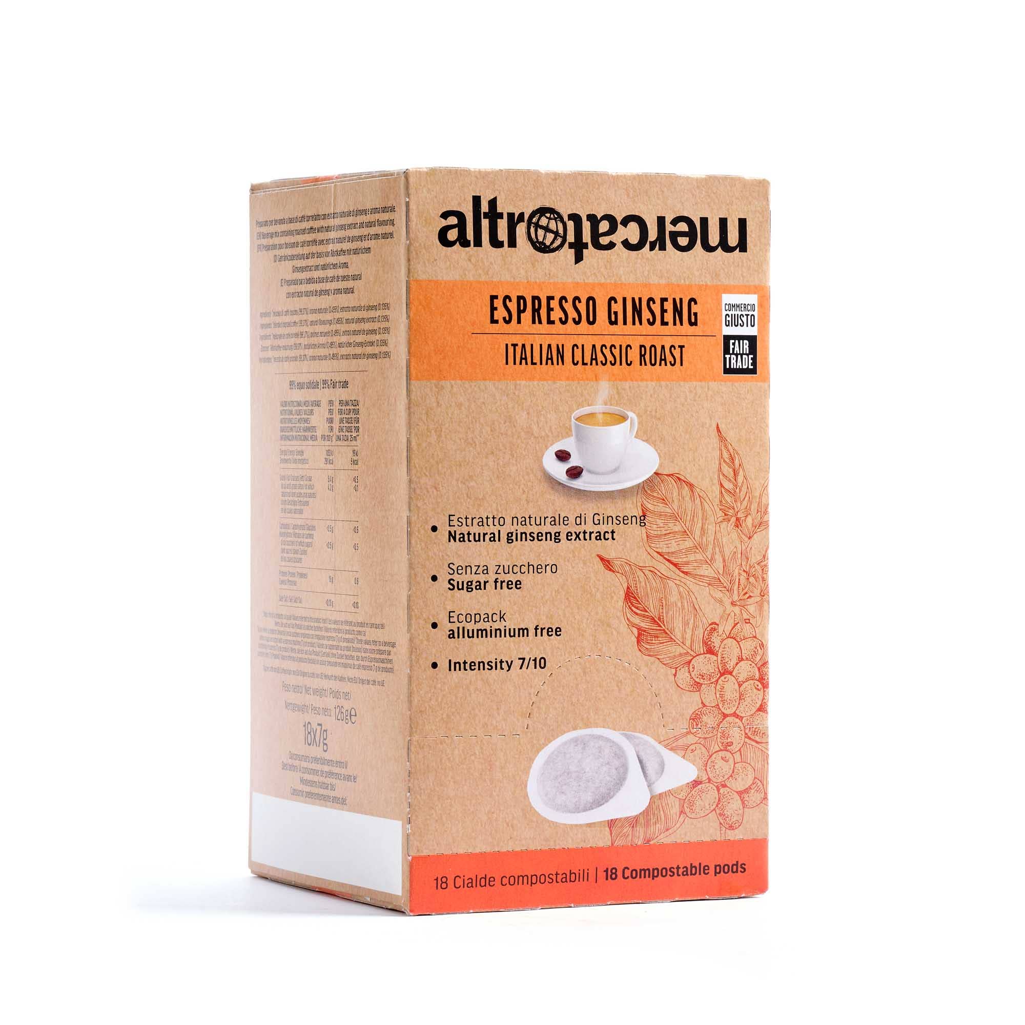 Altromercato – wholesale Instant coffee/espresso – Ginseng Espresso Coffee - Sugar-free - 18 pods - 126 g1