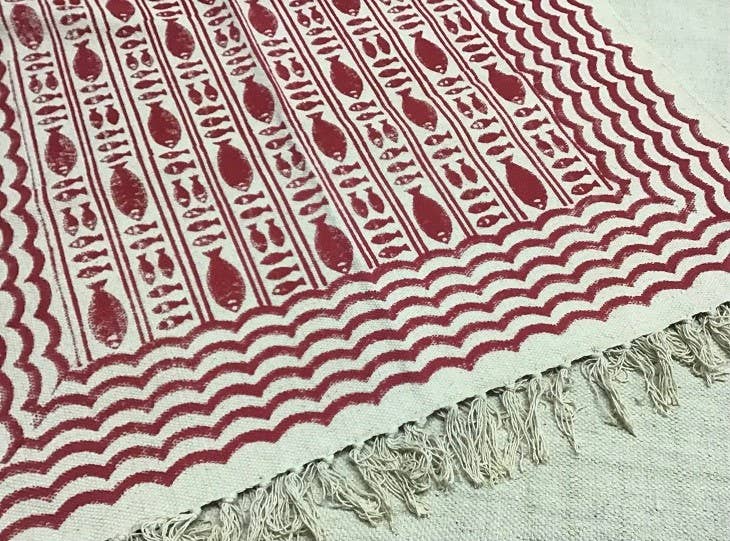 natural habitat – wholesale Area rug – Rug Printed 3'x5' Striped Fish Red1