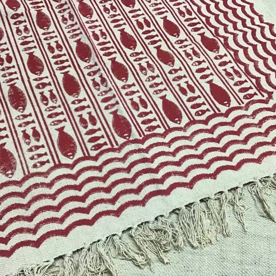 natural habitat – Großhandel Teppichvorleger – Teppich bedruckt 3'x5' gestreift Fisch rot1