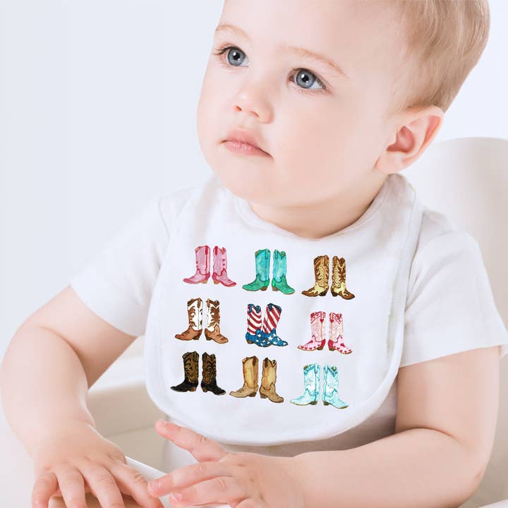 Knollwood Lane - Wholesale Bib - Baby - Cowboy Boots Baby Bib