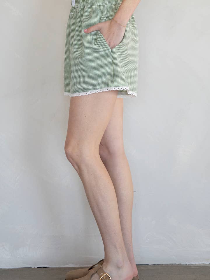 Things Between - Wholesale Shorts - Women's - Lace Gingham Boxer Shorts