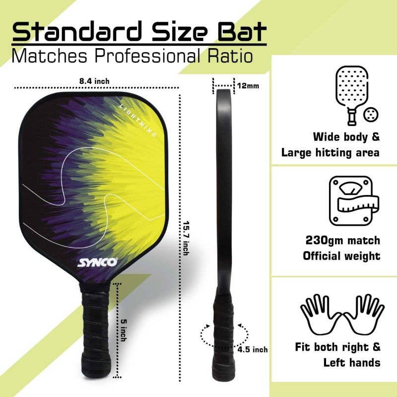 GICO Spielwaren - Wholesale Sporting Accessories - Synco Pickleball Set With Fiberglass Paddles & 2 Balls4