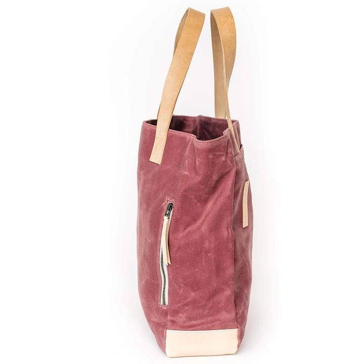 Notebooks & Honey - Wholesale Tote Bag - Women's - The Rebel Gal _ Mauve Pink Waxed Canvas Carryall Tote Bag 5