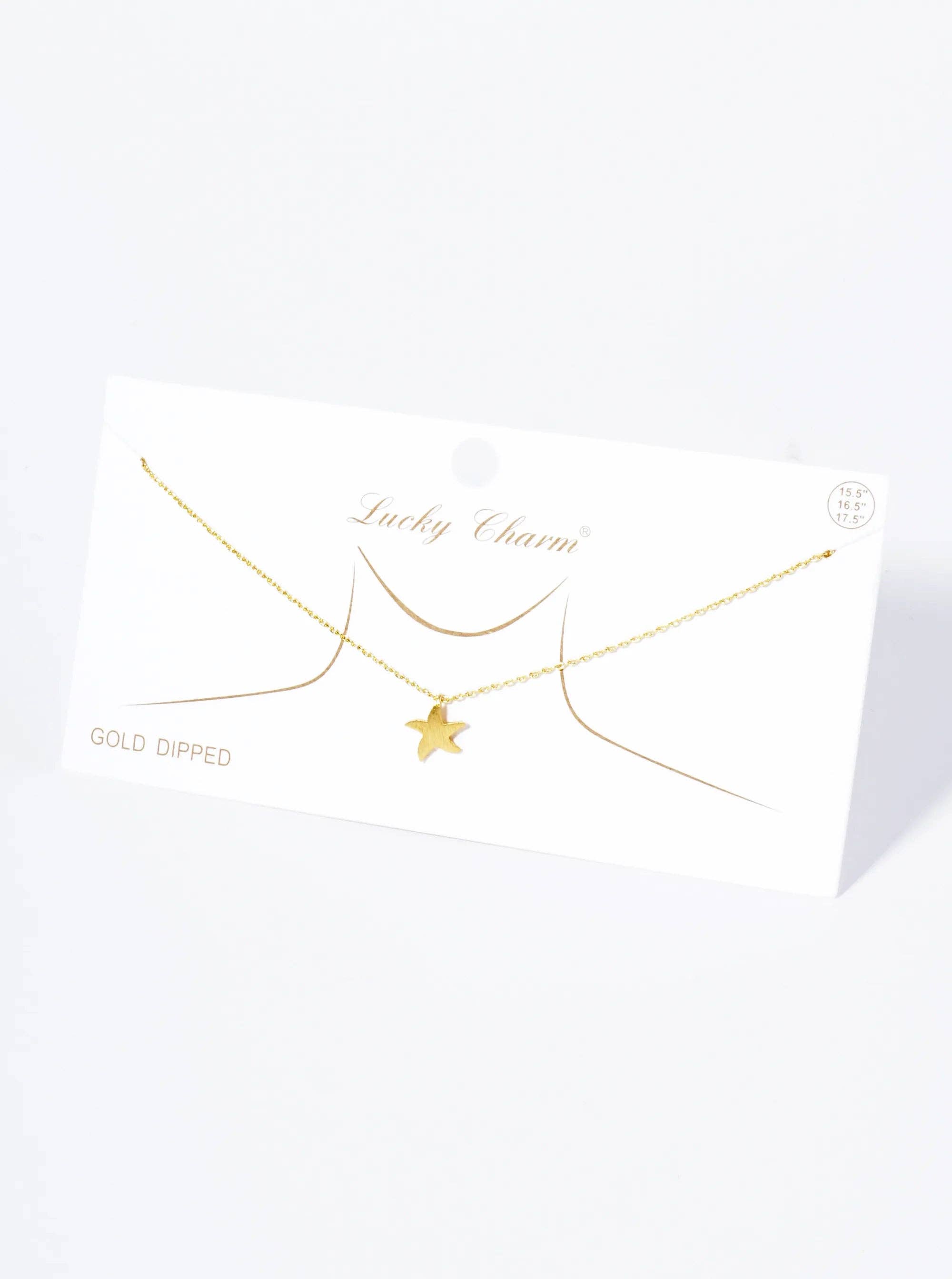 Wild Honey - Wholesale Pendant/Charm Necklace - 18K Gold Dipped Brushed Brass Starfish Pendant Necklace3