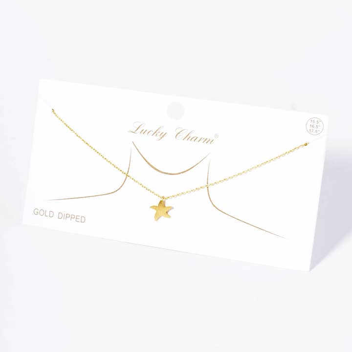 Wild Honey - Wholesale Pendant/Charm Necklace - 18K Gold Dipped Brushed Brass Starfish Pendant Necklace3