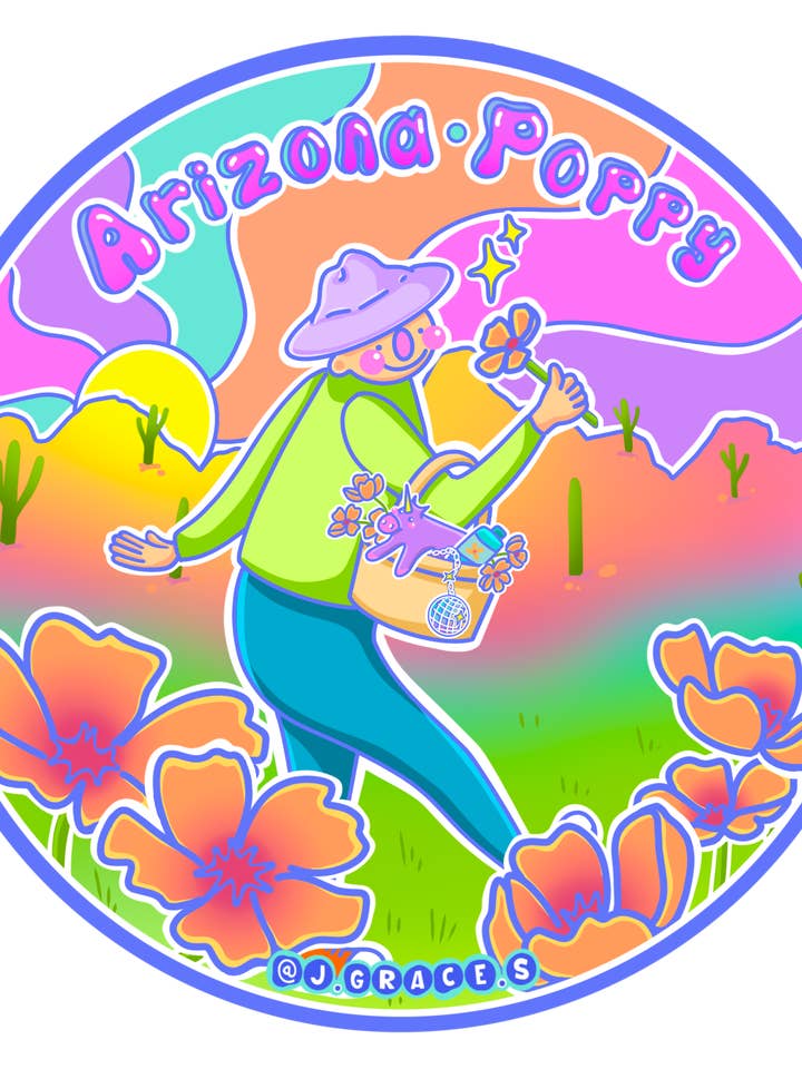 AUTOCOLLANT Arizona Poppy pour la vente par J Grace Simon LLC