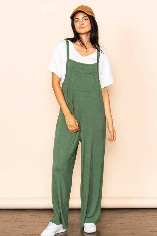 Elloh Collection - Wholesale Jumpsuit - Women's - Casual Comfy Wide Leg Overall Jumper w Bib and Side Pockets4