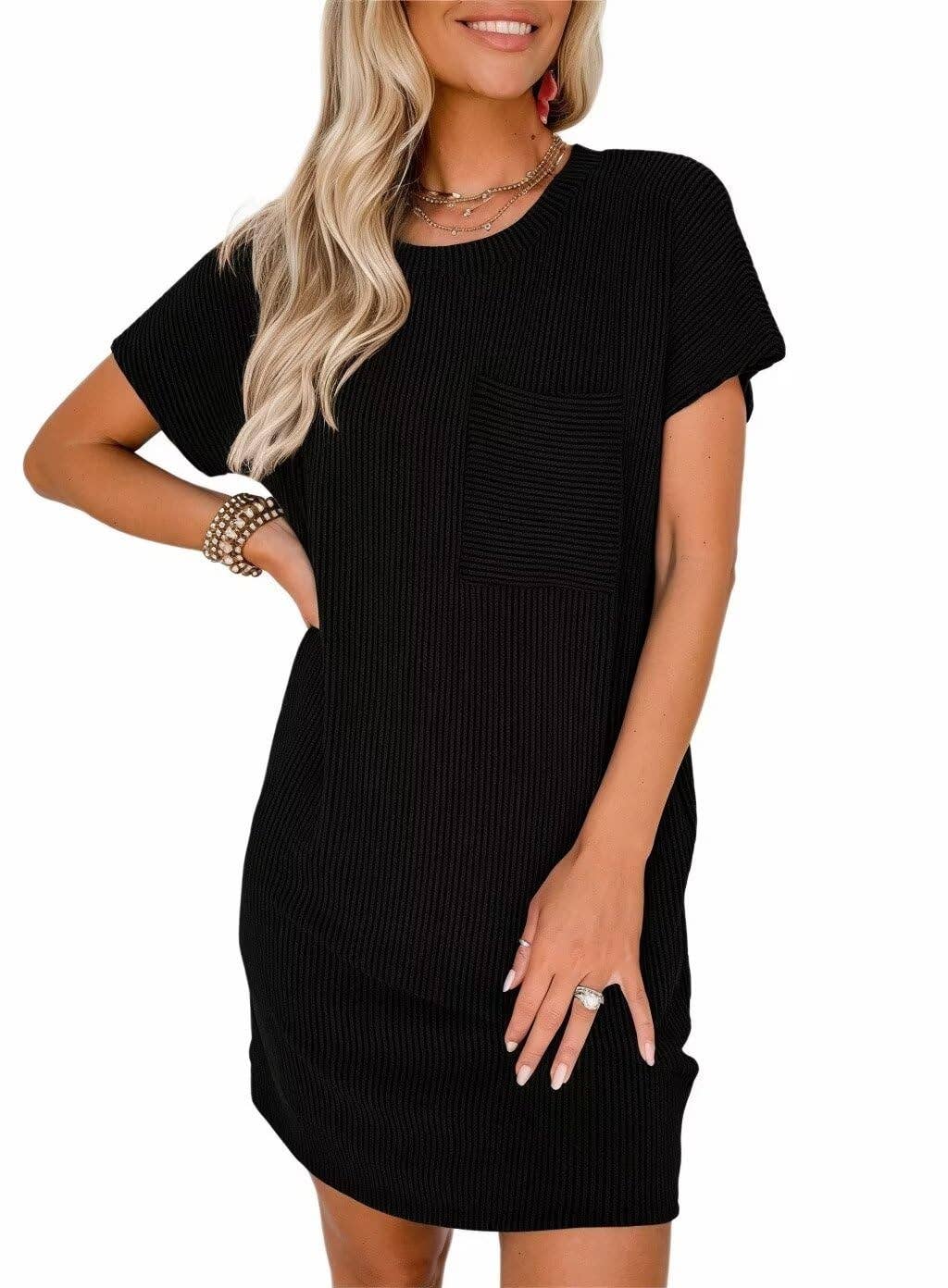 Lovesoft – Großhandel Kleid – Damen – Sommerliches lässiges T-Shirt-Kleid mit kurzen Ärmeln (mit Taschen)17