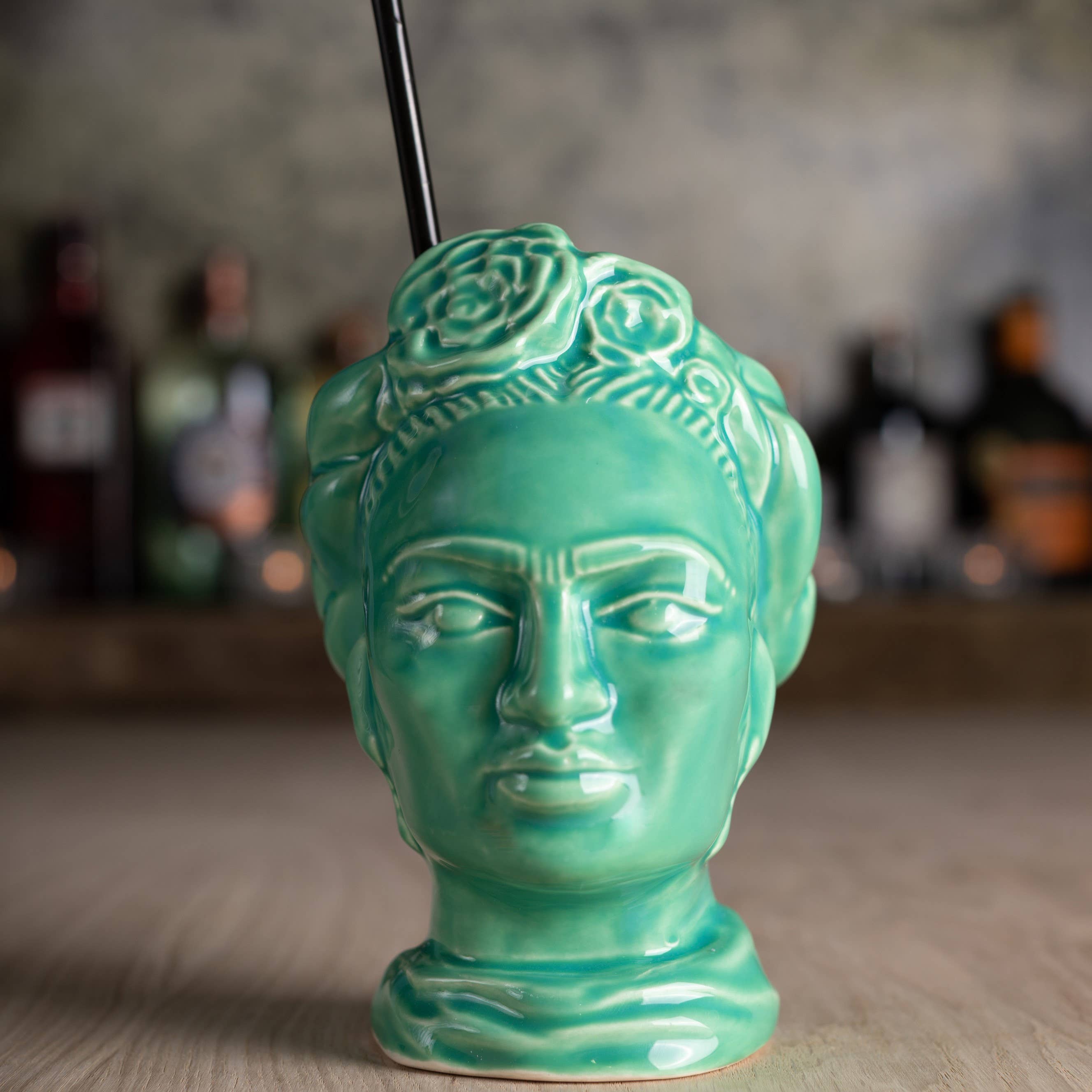 Shaker & Makers - Wholesale Cocktail/Liquor Glass - Frida Ceramic Tiki Mug Green0