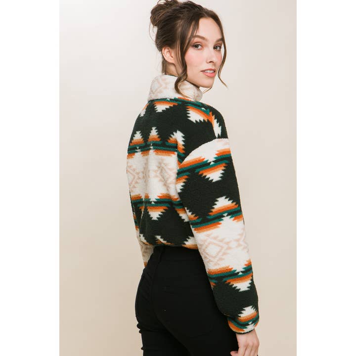 Baie Bleue - Wholesale Jacket - Women's - Aztec Sherpa Full Zip Jacket7