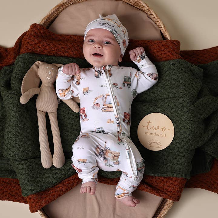 Snuggle Hunny - Wholesale Sleepsuit - Baby - Diggers & Tractors Organic Snugglesuit Convertible Romper4