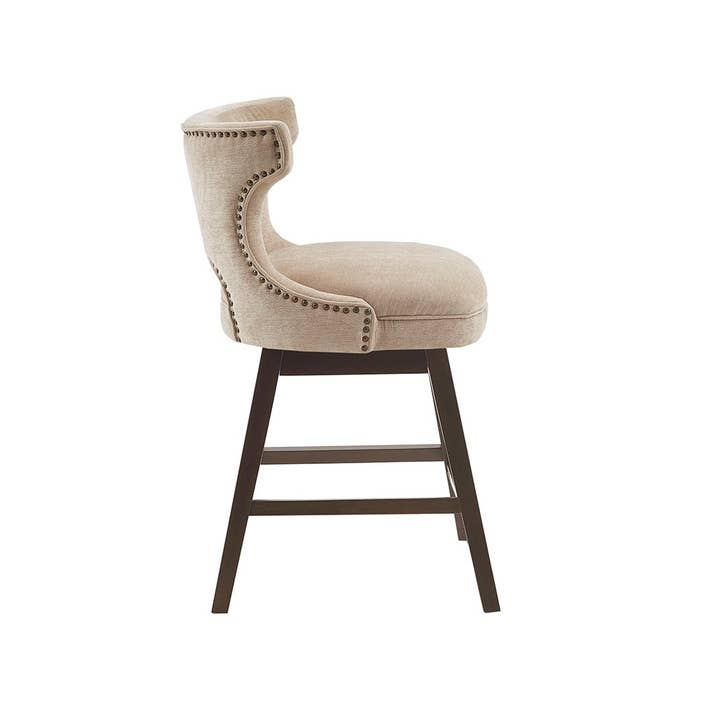 Olliix - Wholesale Stool - Open Back Winged Swivel Counter Stool, Beige