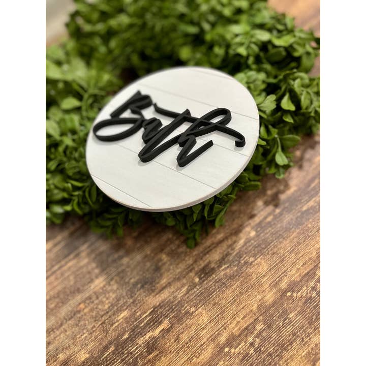 Decor On The Door - Wholesale Bathroom Sign - Mini 3D Wood Shiplap Bath Sign1