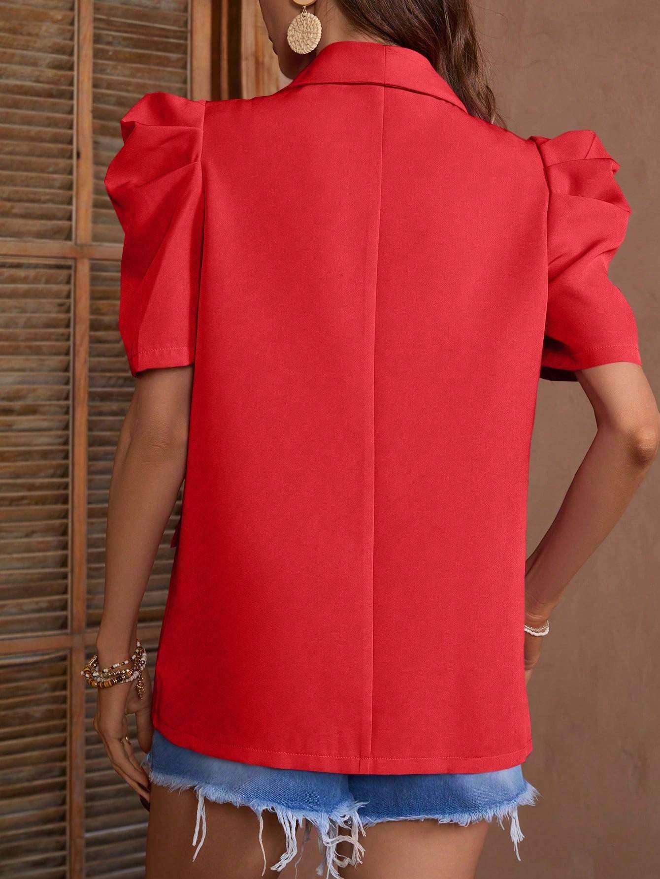 Queen Fashion - Wholesale Blazer - Dames - Blazerjack van kunsthars met inkepingen en pofmouwen37