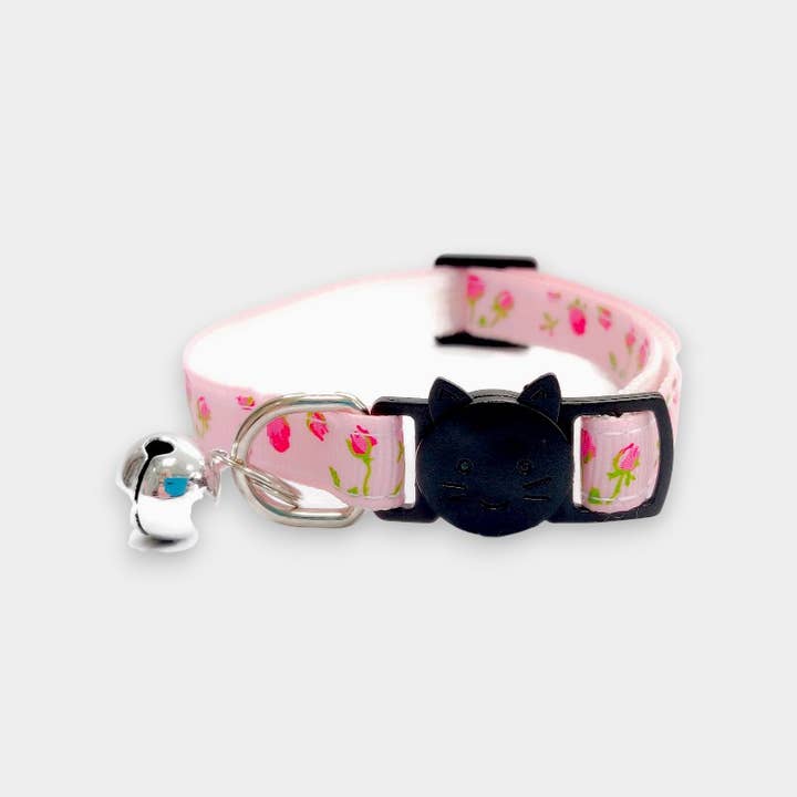 Pink with Red Roses Cat Collar for wholesale by Zacal Cat Collars