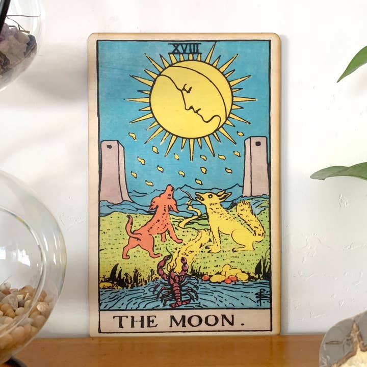 Tarot - 18 - The Moon Full Color Wood Wall Art for wholesale by Most Amazing