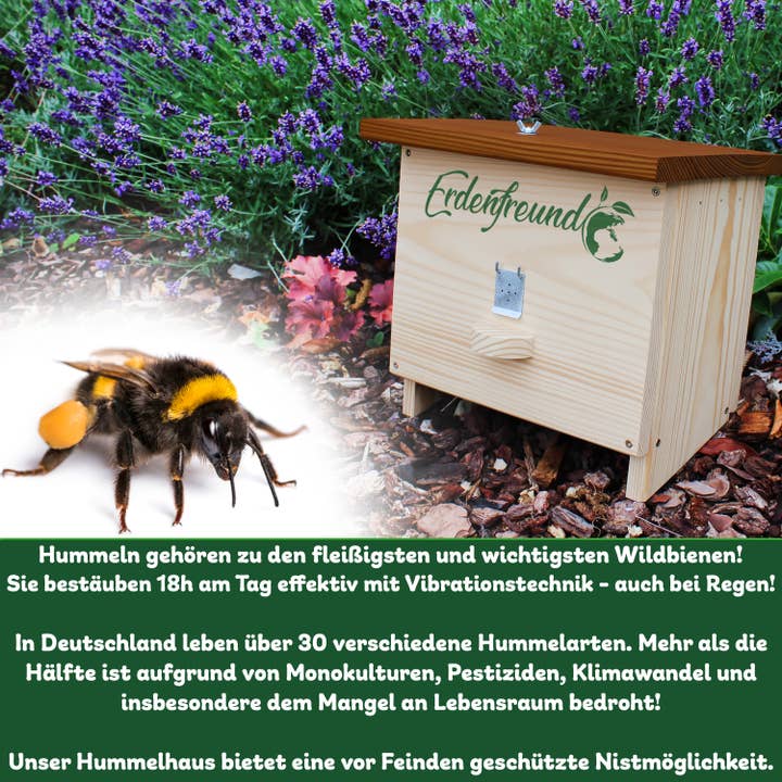 Erdenfreund – Großhandel Vogelhäuser – ERDENFREUND® Hummelhaus mit Wachsmottenklappe
