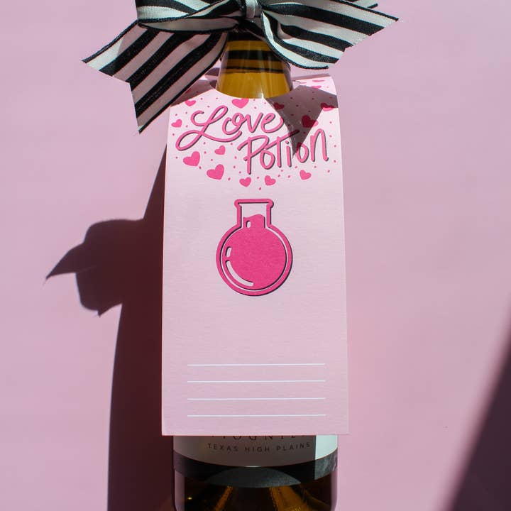 Birdie Mae Designs - Wholesale Gift Tag - Love Potion Valentine Bottle Neck Gift Tag Set with Ribbon