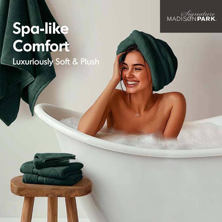 Olliix - Wholesale Towel Set - Antibacterial Spa-Like 8-Piece Bathroom Towel Set, Green1