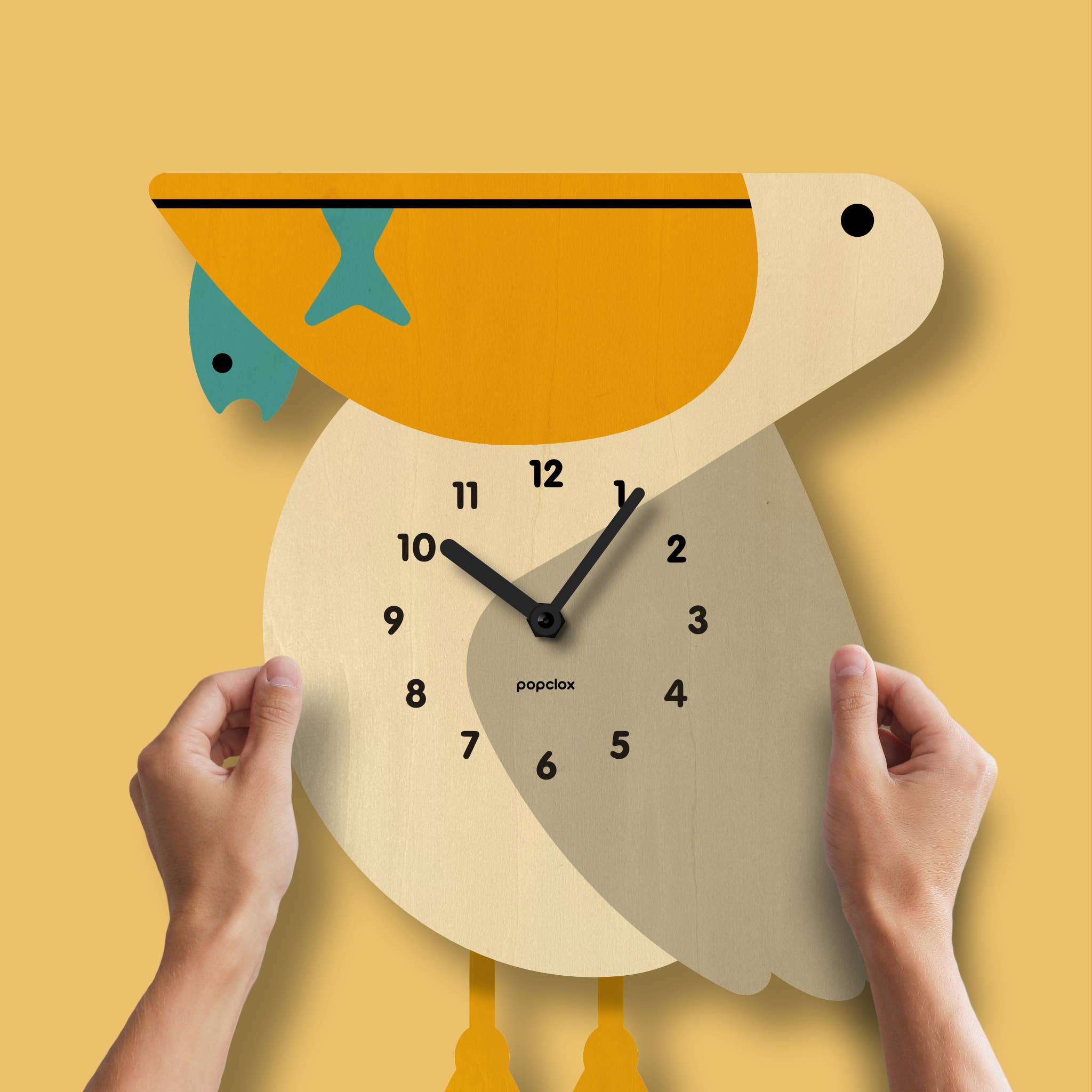 Popclox – wholesale Väggklocka – Pelican Pendelklocka - Trä1