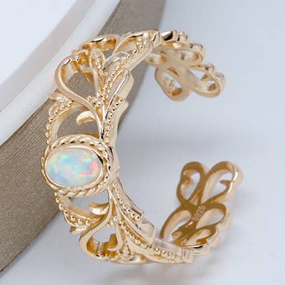 S925 Silber vergoldeter 14K Gold Vintage Ranken Opal Edelsteinring für den Großhandel von Gioiellin - S925 Silver Jewelry