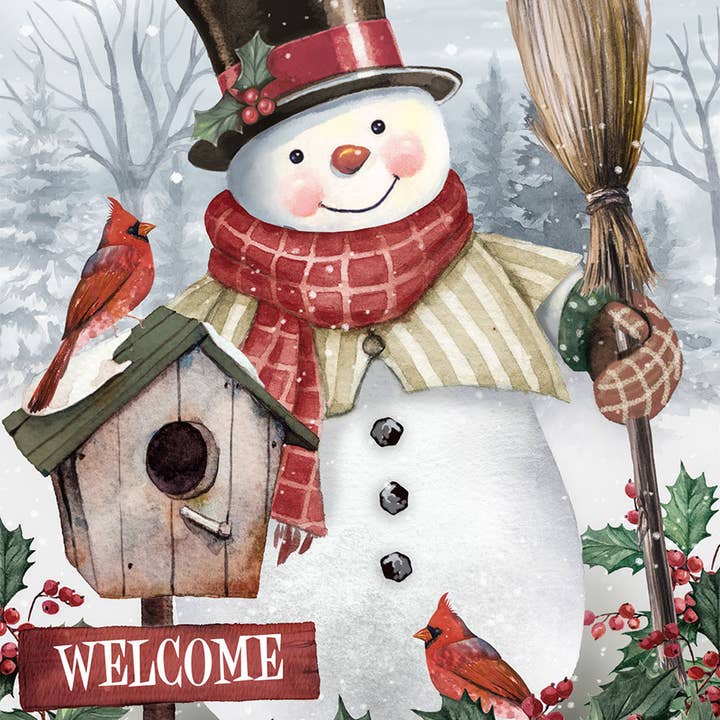 Briarwood Lane - Wholesale Flag - Jolly Snowman Welcome Winter House Flag 40" x 28"