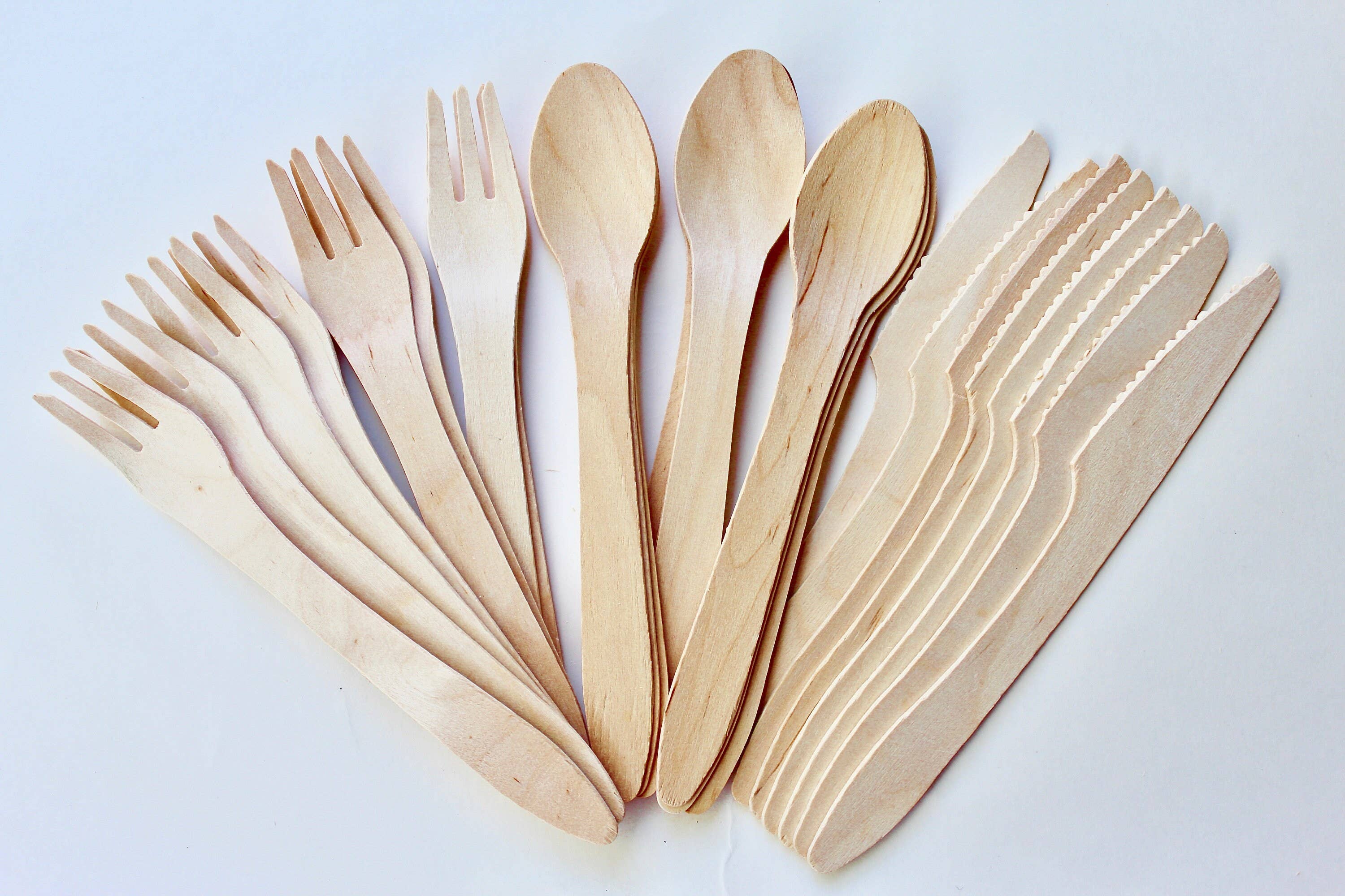 Eco Elegant Table Ware – Engroshandel Skærebestik sæt – Engangs træ bestik sæt fra birketræ - gaffel- skeen -kniv Komposterbar Og Bionedbrydelig Heavy Duty Eco Frindly Og Bionedbrydelig2