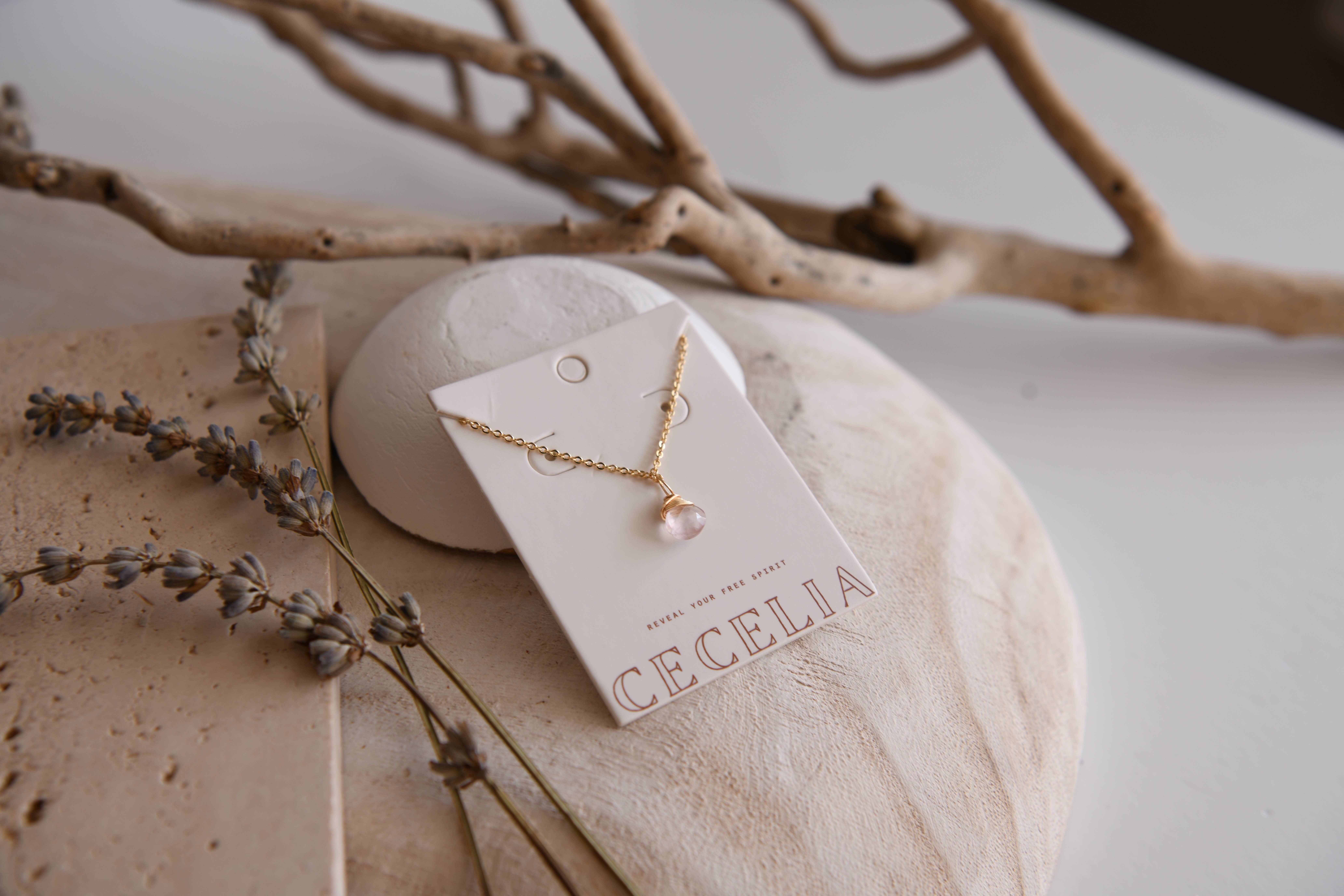 Cecelia Designs Jewelry - Wholesale Pendant/Charm Necklace - Gemstone Teardrop Pendant Necklace in Gold 0