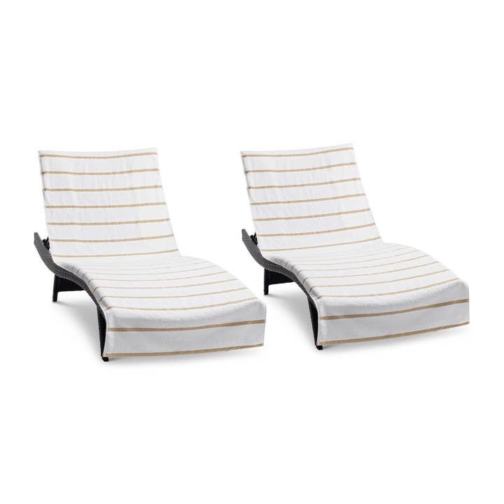 Arkwright Home - Wholesale Beach Towel - 2 Pack of Chaise Lounge Chair Towels, Fitted Pocket