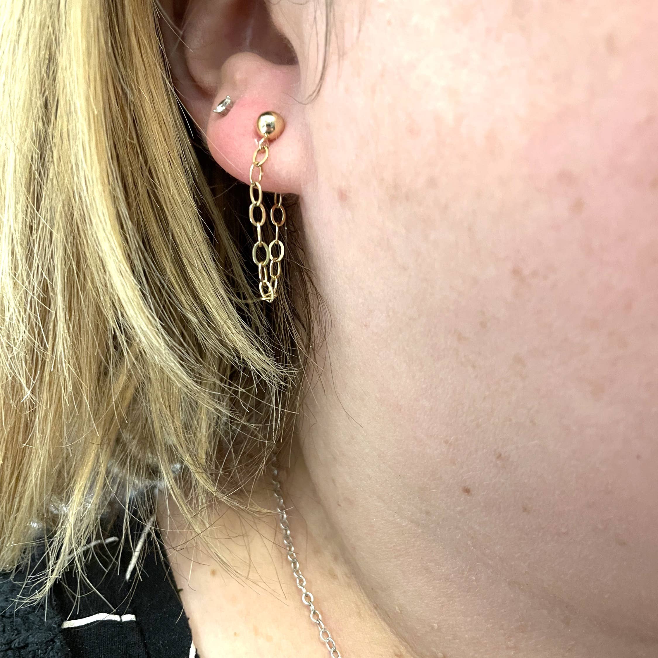 K & B Jewelry - Wholesale Dangle Earrings - GF Studs/GF Cable Chain EST057-GF1