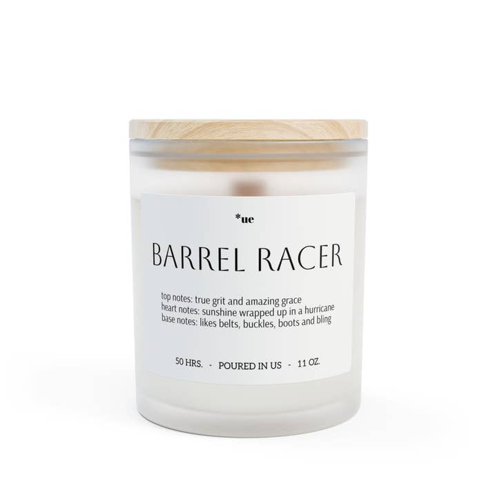 Frosted Glass Candle, 11oz - Barrel Racer for wholesale by un.sus.tain.a.ble equestrian