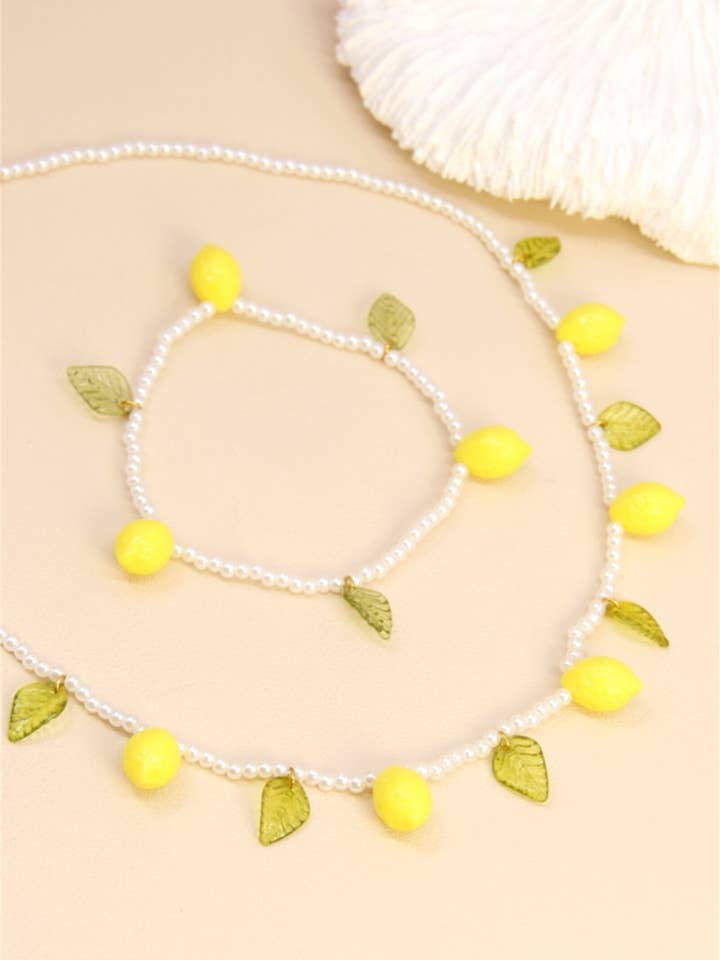 Sæt med perler og citroner – garanteret sommerfriskhed for engroshandel hos BELLISSIMA BIJOUX