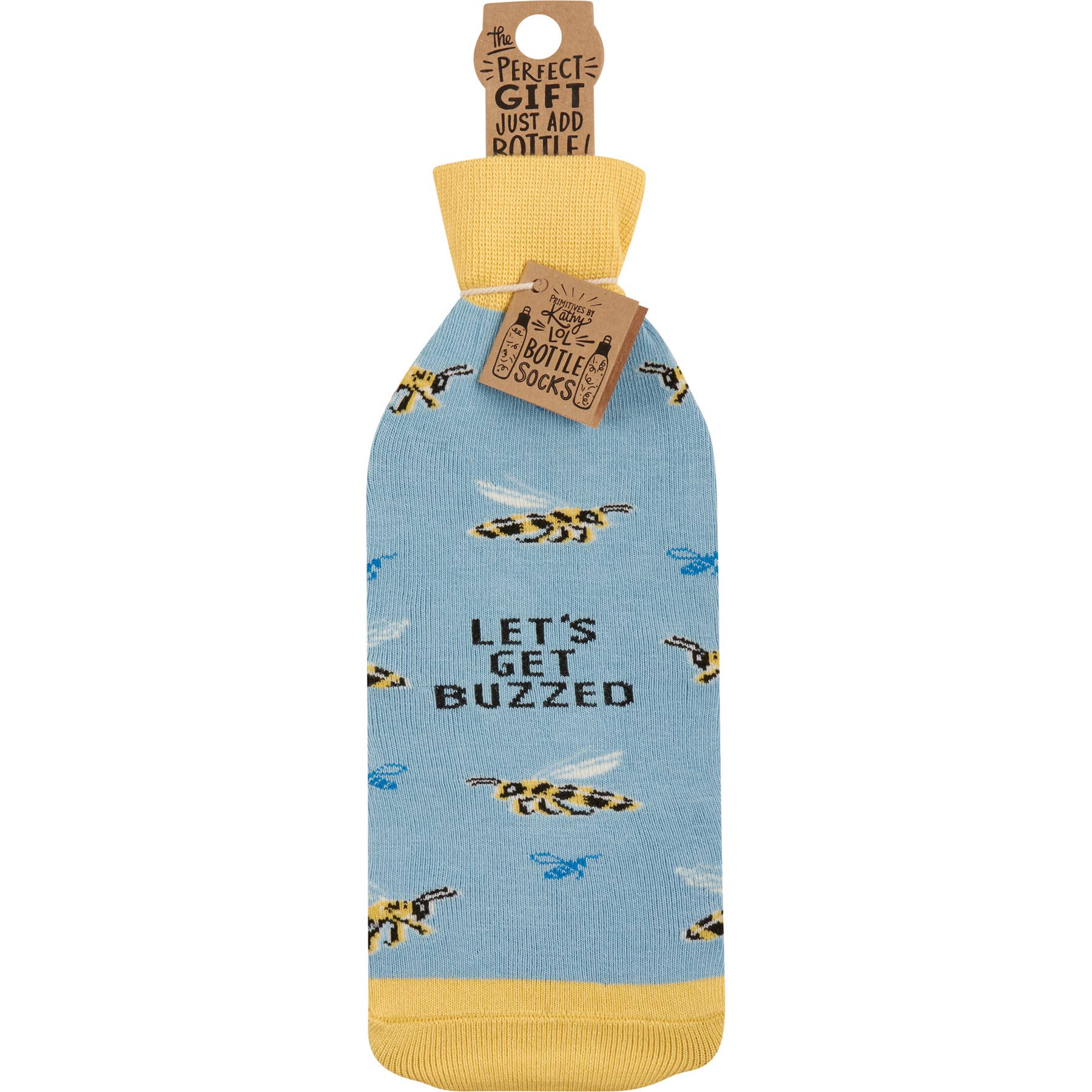 Primitives by Kathy - Wholesale Wine Gift Bag - Let's Get Buzzed Bottle Sock4