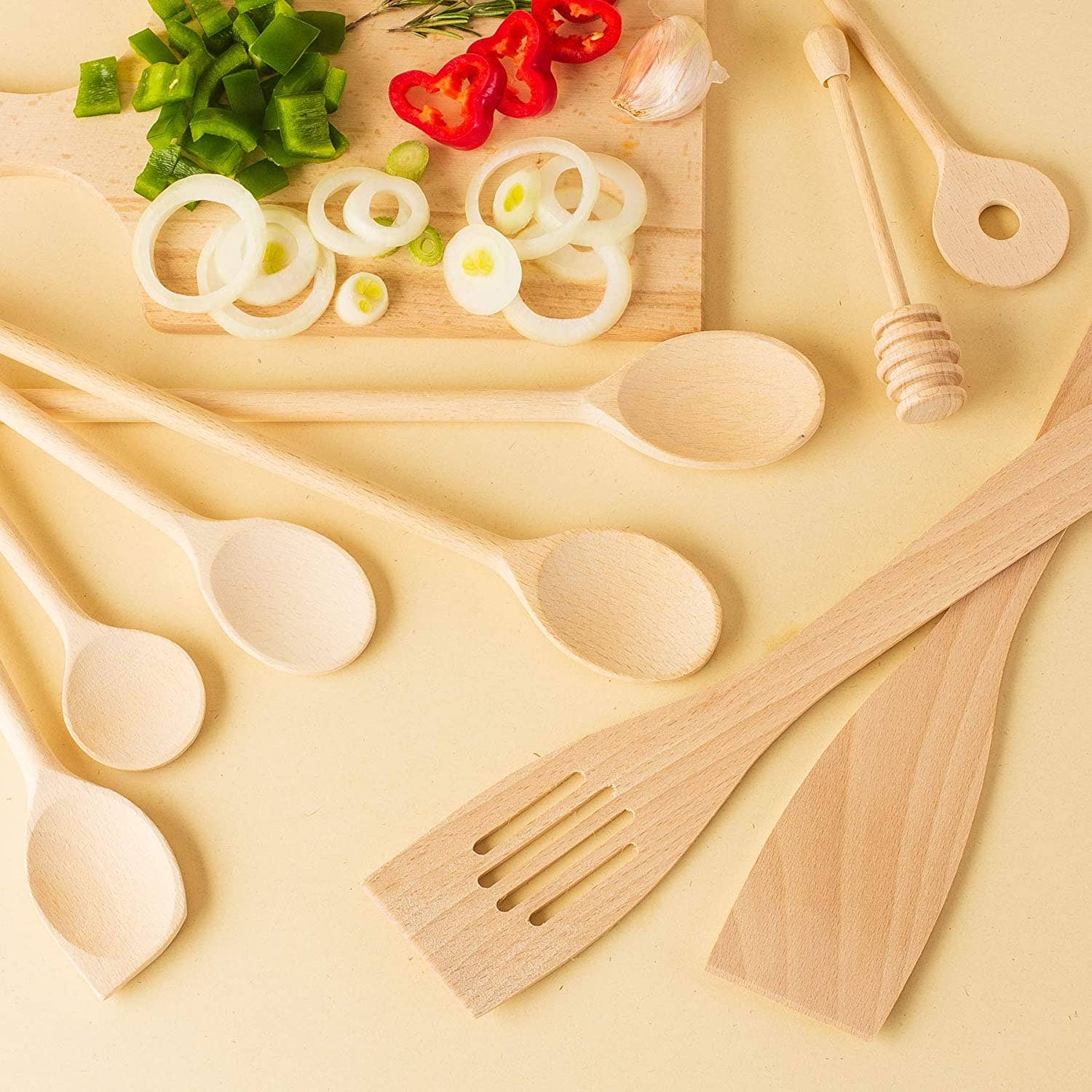 Tuuli GmbH - Wholesale Kitchen Utensil Set - 9 Piece Wooden Kitchen Utensil Set (Cooking Spoons, Spatulas3